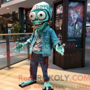 Postava maskota Teal Zombie...