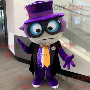 Maskot karakter af en lilla...