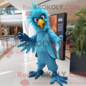 Maskotkarakter af en Cyan...