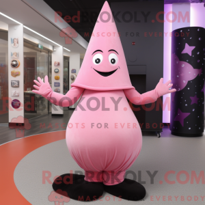 Maskotfigur av en rosa...