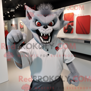 Maskotfigur af en grå...