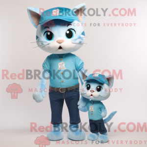 Maskot karakter af en cyan...