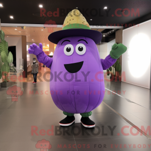 Maskot karakter af en lilla...