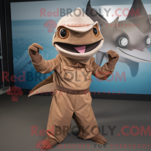 Mascot character of a Brown...