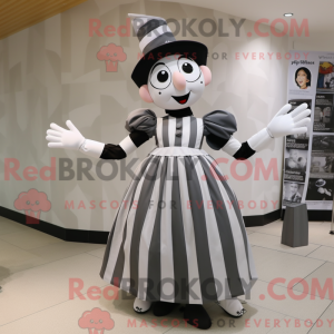 Maskotfigur af en grå mime...