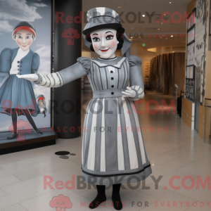 Maskotfigur af en grå mime...