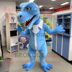 Sky Blue T Rex mascotte...