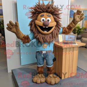 Mascot character of a Brown...