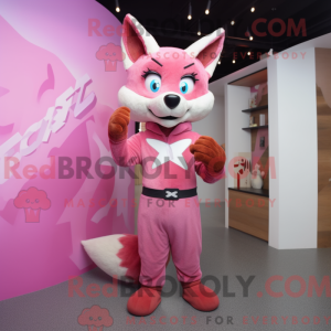 Maskotkarakter af en Pink...