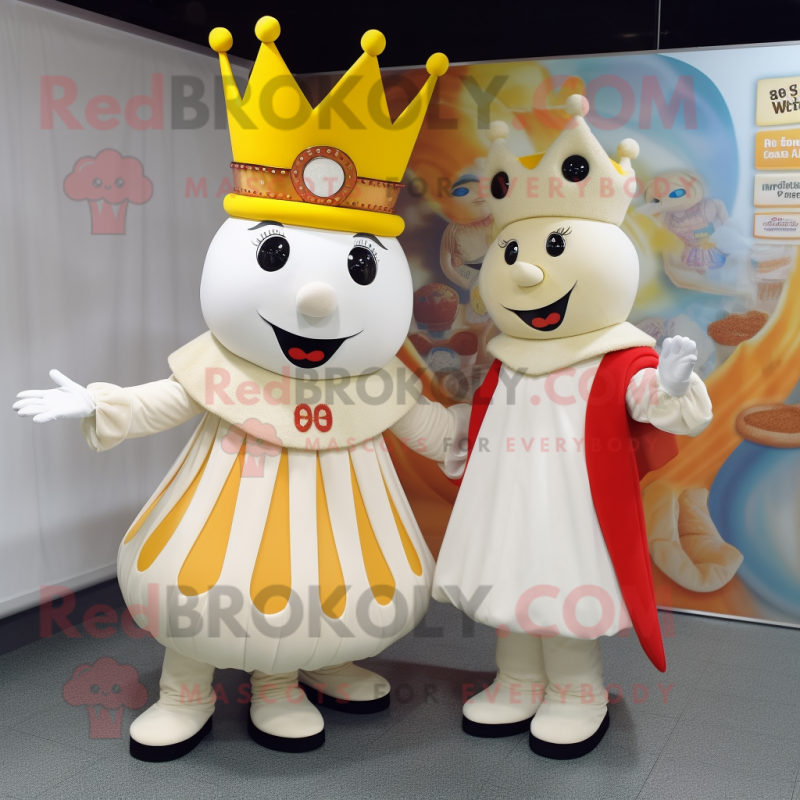 Cream Queen mascot costume character dressed with a Culottes and Ties