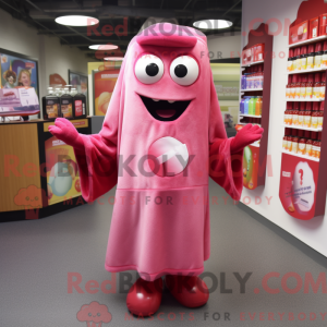 Mascottefiguur van een roze...