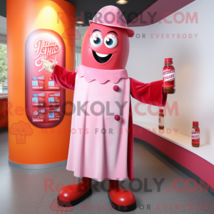 Maskotkarakter av en rosa...