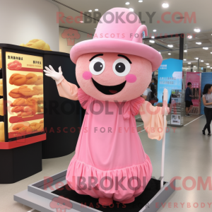 Maskottchenfigur eines rosa...