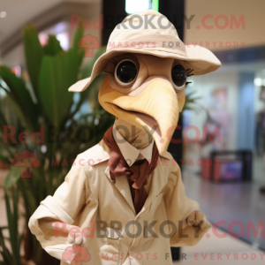 Maskotkarakter af en beige...