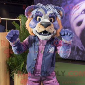 Maskot karakter af en lilla...