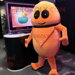 Peach Computer mascot costume character dressed with a Turtleneck and Ties