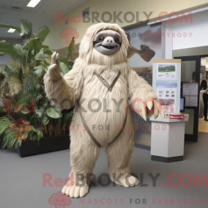 Maskotkarakter af en beige...