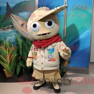 Mascot character of a Beige...