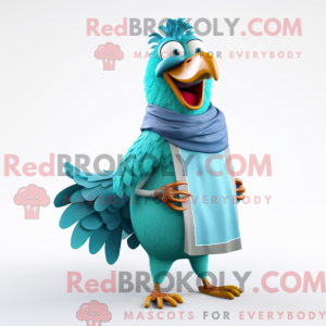 Maskot-karakter af en cyan...