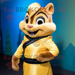 Magenta Chipmunk mascot costume character dressed with a Capri