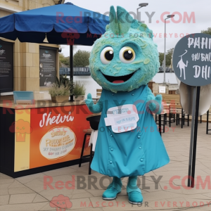 Mascot character of a Teal...