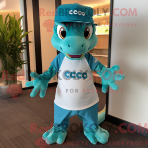 Postava maskota Teal Geckos...