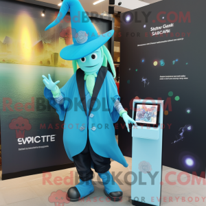 Mascot character of a Cyan...