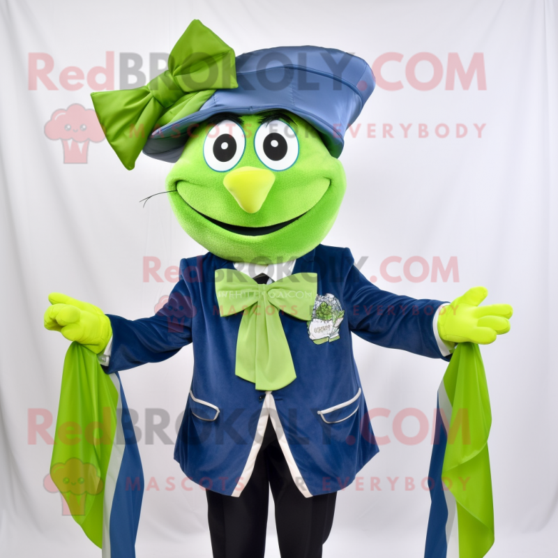 Navy Celery mascot costume character dressed with a Windbreaker and Bow ties