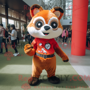 Maskot-karakter av en rød...