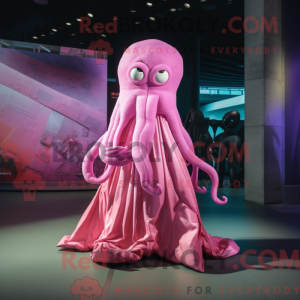 Maskottchenfigur eines rosa...