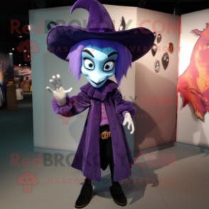 Lavender Vampire mascot costume character dressed with a Flare Jeans and Cummerbunds