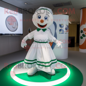White Irish Flag mascot costume character dressed with a Circle Skirt and Anklets