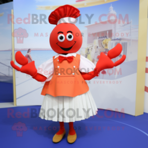 nan Lobster Bisque mascot costume character dressed with a Skirt and Hairpins