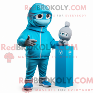 Maskot karakter af en cyan...