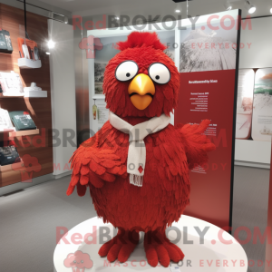 Maskot karakter af en rød...