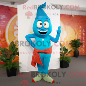 Mascot character of a Cyan...