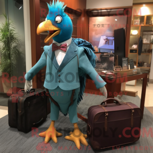 Maskot karakter af en cyan...