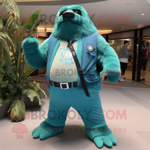 Teal Giant Sloth mascotte...