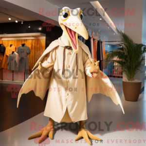 Maskotkarakter af en beige...