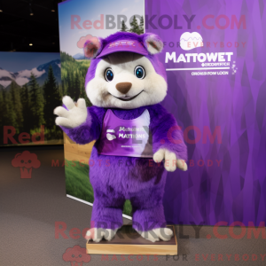 Maskot karakter af en lilla...