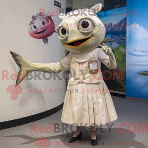 Maskotkarakter af en beige...