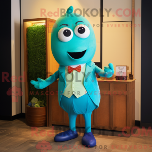 Maskottchenfigur eines Cyan...