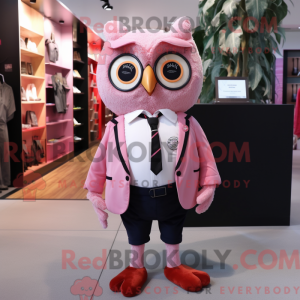 Maskotkarakter av en rosa...