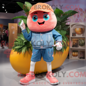 Maskottchenfigur einer rosa...