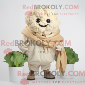 Maskotkarakter af en beige...