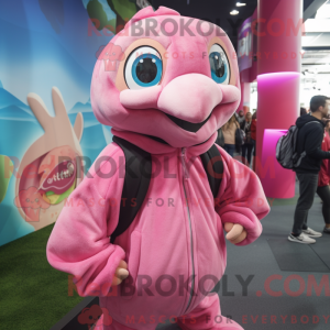 Mascot character of a Pink...