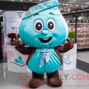 Maskot karakter af en cyan...