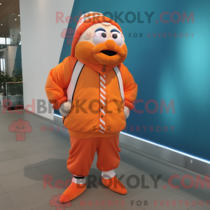 Maskotfigur af en orange...