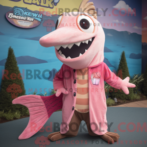 Maskotkarakter af en Pink...