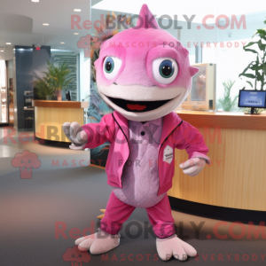 Maskotkarakter af en Pink...